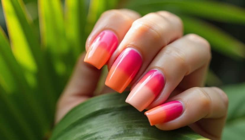 Unhas Degradê de Tons Quentes Unhas Degradê de Tons Quentes