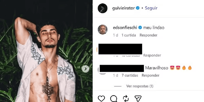 Comentário do ator na publicação do ex- mirim de Chiquititas (Foto: Reprodução/ Instagram) Comentário do ator na publicação do ex- mirim de Chiquititas (Foto: Reprodução/ Instagram)