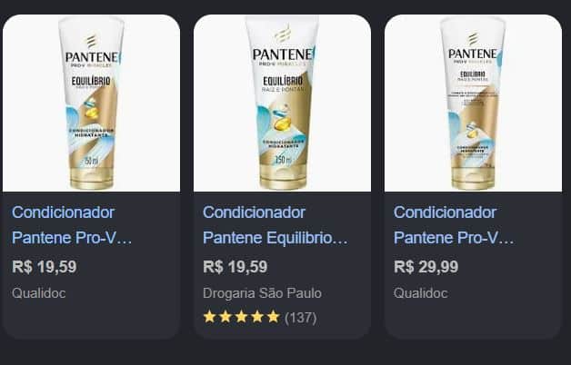 Condicionador Pantene Equilíbrio Raiz e Pontas (Foto Reprodução/Google Shopping) Condicionador Pantene Equilíbrio Raiz e Pontas (Foto Reprodução/Google Shopping)