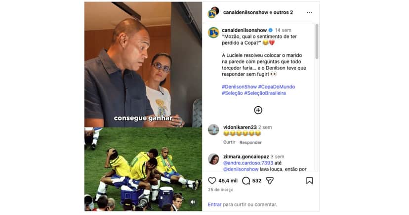 Denílson e Luciele Camargo (Foto: Reprodução / Instagram)