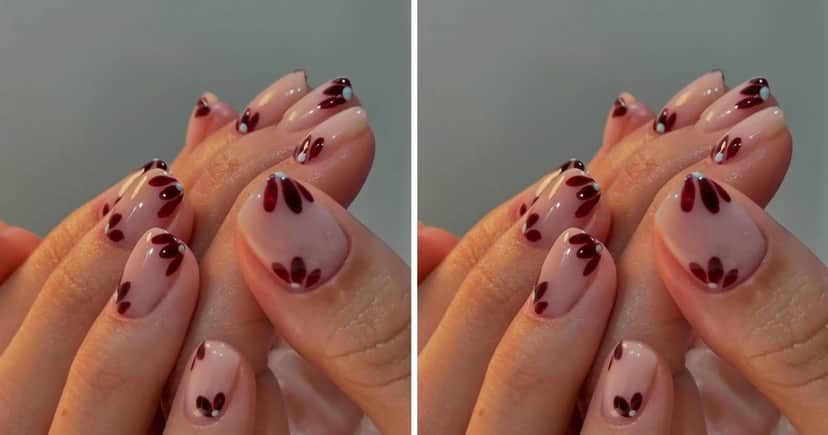 Unhas com flores grandes - Foto: Internet Unhas com flores grandes - Foto: Internet