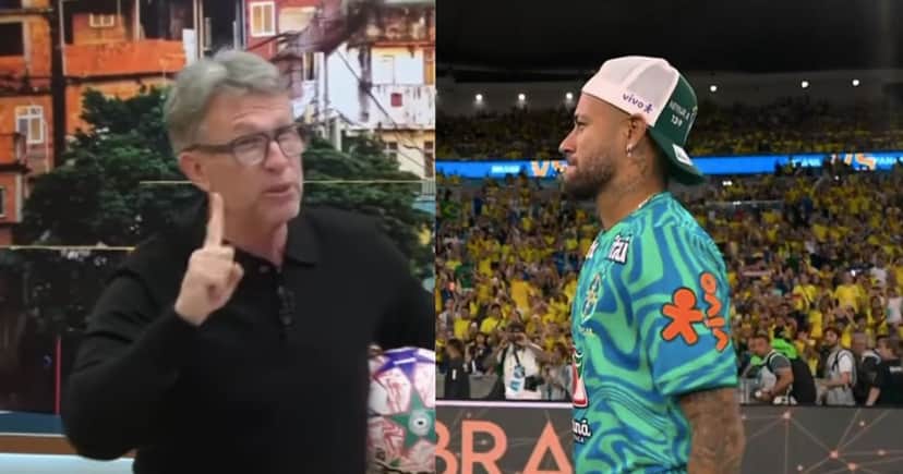 Neto no Os Donos da Bola e Neymar na Copa do Mundo (Fotos: Reproduções / Band / Globo) Neto no Os Donos da Bola e Neymar na Copa do Mundo (Fotos: Reproduções / Band / Globo)