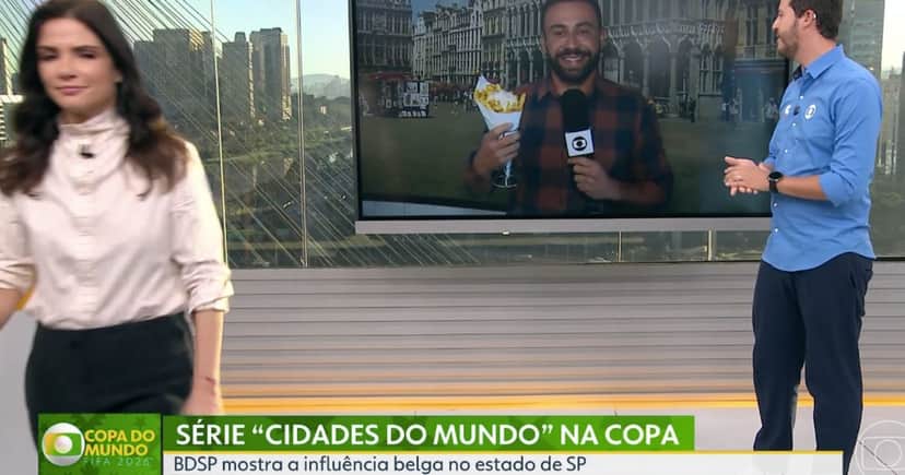 Sabina Simonato deixa estúdio ao ver Rômulo D'Avila com comida belga (Foto: Reprodução / Globo) Sabina Simonato deixa estúdio ao ver Rômulo D'Avila com comida belga (Foto: Reprodução / Globo)