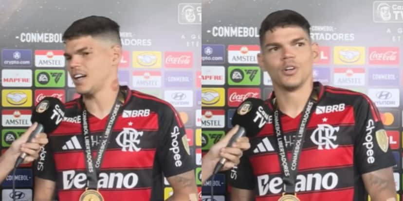 Ayrton Lucas não sairá do Flamengo em 2026 (Reprodução: Cazé TV) Ayrton Lucas não sairá do Flamengo em 2026 (Reprodução: Cazé TV)