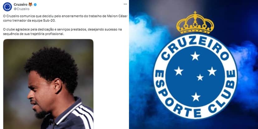 Cruzeiro anunciou a saída de Mairon César (Reprodução: X) Cruzeiro anunciou a saída de Mairon César (Reprodução: X)