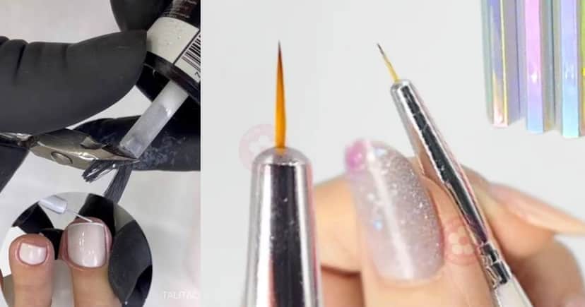 Pincel de esmalte customizado/pincel de nail art (Foto Reprodução/Montagem/TikTok) Pincel de esmalte customizado/pincel de nail art (Foto Reprodução/Montagem/TikTok)