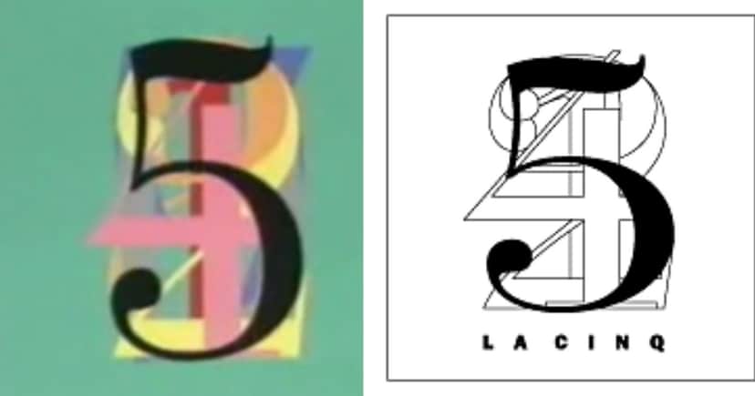 Logos da findada emissora de TV La Cinq (Foto Reprodução/Montagem/TV Foco/Wiki) Logos da findada emissora de TV La Cinq (Foto Reprodução/Montagem/TV Foco/Wiki)