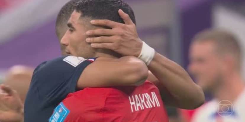 Estrelas da França e Marrocos, Mbappé e Hakimi (Foto Reprodução/Jornal Nacional) Estrelas da França e Marrocos, Mbappé e Hakimi (Foto Reprodução/Jornal Nacional)