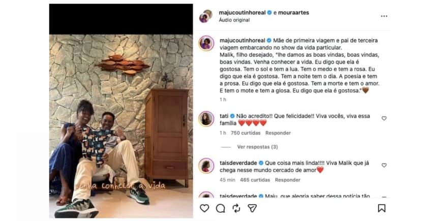 Maju Coutinho e Agostinho Paulo Moura (Foto: Reprodução / Instagram) 