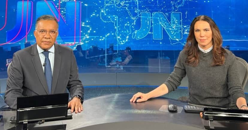 Heraldo Pereira e Ana Paula no Jornal Nacional - Foto: X (antigo Twitter) Heraldo Pereira e Ana Paula no Jornal Nacional - Foto: X (antigo Twitter)