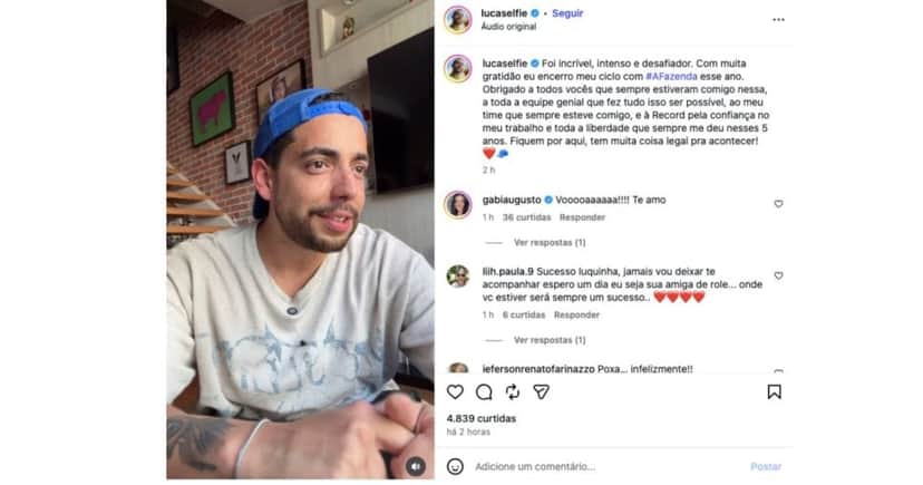 Lucas Selfie (Foto: Reprodução / Instagram) 
