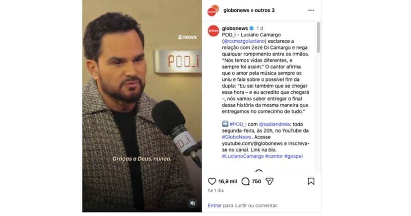 Luciano Camargo em podcast (Foto: Reprodução / Instagram)