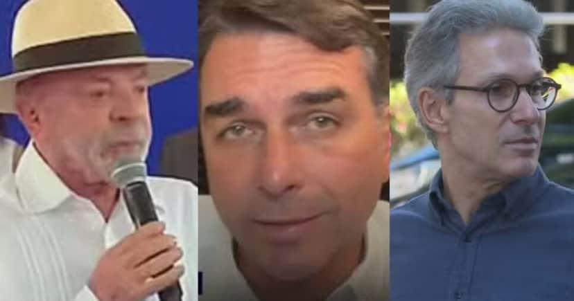 Lula, Flávio Bolsonaro e Romeu Zema (Fotos: Reproduções / Globo / Instagram) 
