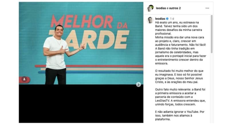 Publicação de Leo Dias (Foto: Reprodução / Instagram)