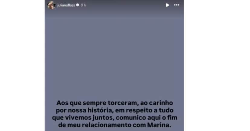 Publicação de Juliano Floss (Foto: Reprodução / Instagram)