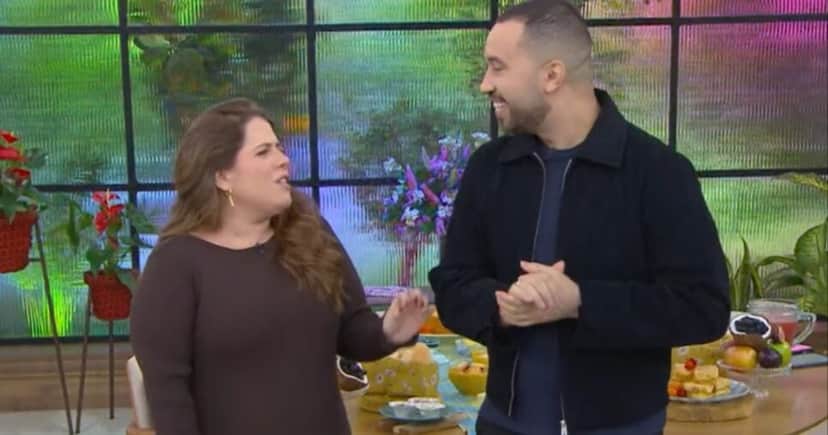 Tati Machado e Gil do Vigor no Mais Você (Foto: Reprodução/Internet)