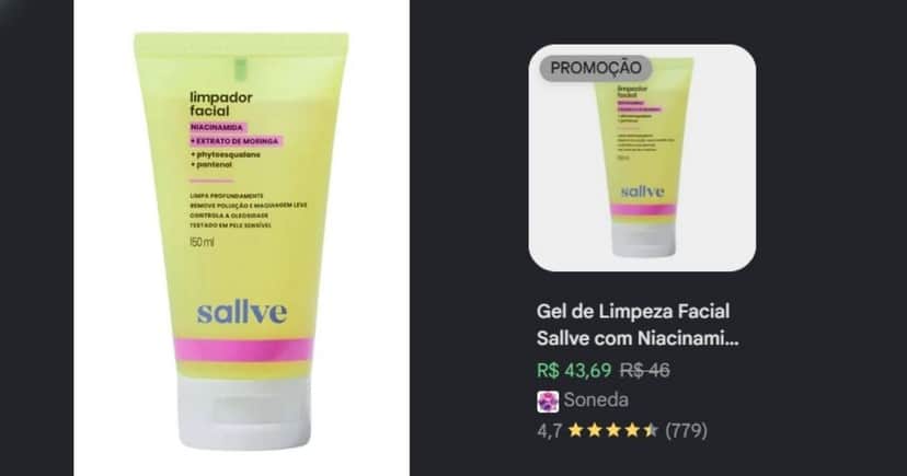 Gel de Limpeza Sallve (Foto Reprodução/Lennita/TV Foco/Canva/Google Shopping) Gel de Limpeza Sallve (Foto Reprodução/Lennita/TV Foco/Canva/Google Shopping)