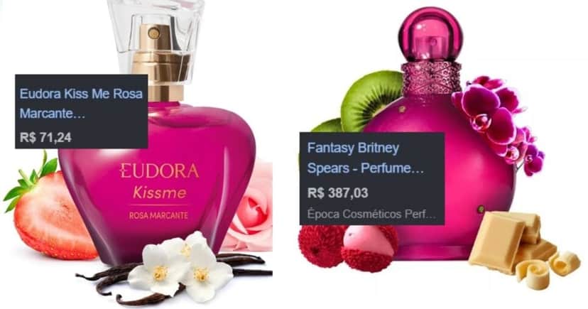 Kiss Me Rosa Marcante/Fantasy(Foto Reprodução/Montagem/Lennita/Google Shopping)