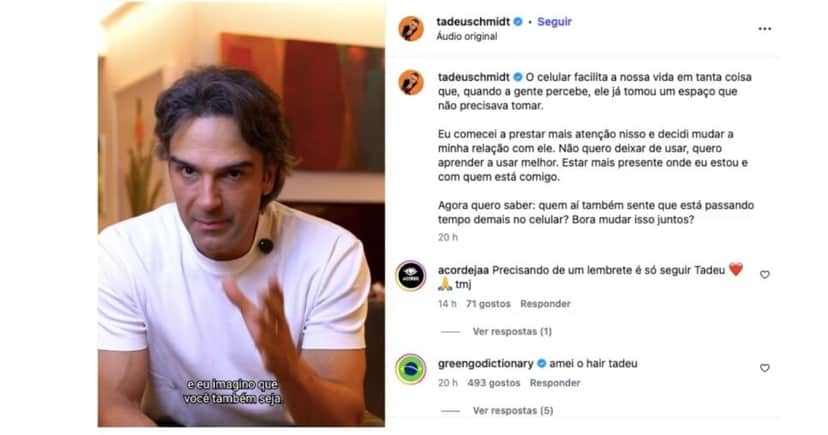 Publicação de Tadeu Schmidt (Foto: Reprodução / Instagram) Publicação de Tadeu Schmidt (Foto: Reprodução / Instagram)