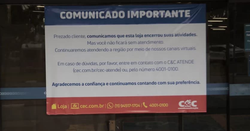 Comunicado da C&C (Casa & Construção) (Foto: Reprodução / Denny Cesare)
Comunicado da C&C (Casa & Construção) (Foto: Reprodução / Denny Cesare)