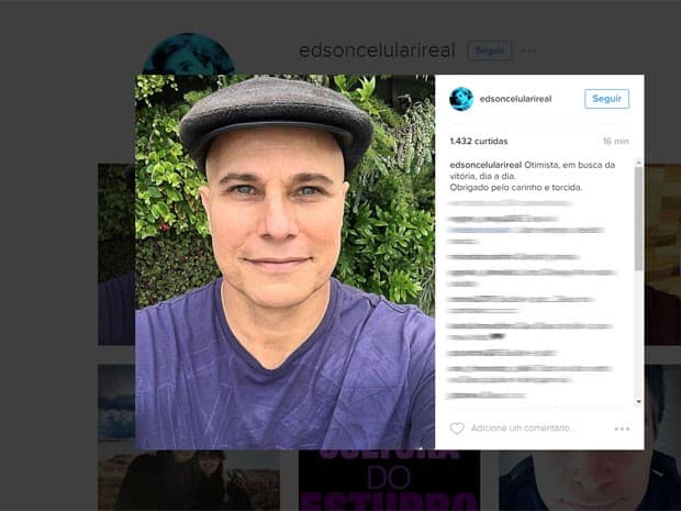 "Em busca da vitória", diz Edson Celulari ao postar foto