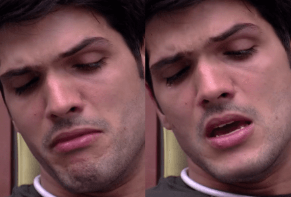 Lucas chora no BBB18 (Foto montagem: TV Foco) Lucas chora no BBB18 (Foto montagem: TV Foco)