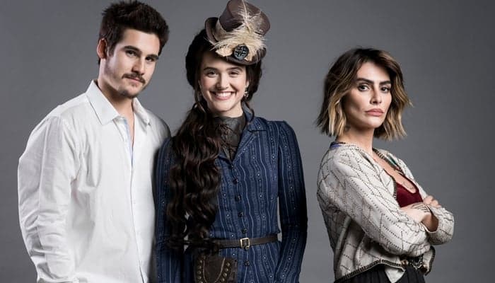 Nicolas Prattes (Samuca), Juliana Paiva (Marocas) e Cleo (Betina) em O Tempo Não Para (Foto: Globo/João Miguel Júnior) Nicolas Prattes (Samuca), Juliana Paiva (Marocas) e Cleo (Betina) em O Tempo Não Para (Foto: Globo/João Miguel Júnior)