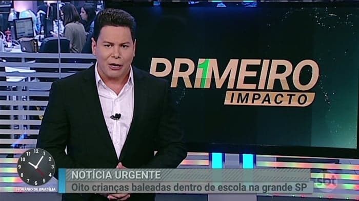 O apresentador Marcão do Povo no Primeiro Impacto (Foto: Reprodução/SBT) O apresentador Marcão do Povo no Primeiro Impacto (Foto: Reprodução/SBT)