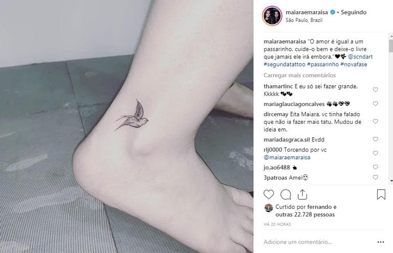 Tatuagem que Maiara fez em homenagem ao cantor (Foto: Reprodução) Tatuagem que Maiara fez em homenagem ao cantor (Foto: Reprodução)