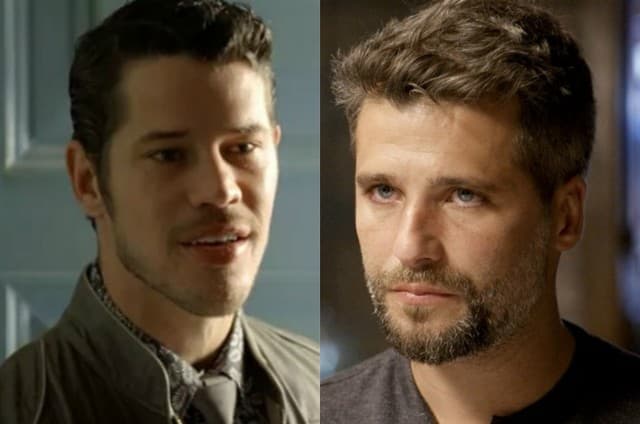 Júnior e Gabriel em cena da novela O Sétimo Guardião (Foto: Montagem) Júnior e Gabriel em cena da novela O Sétimo Guardião (Foto: Montagem)