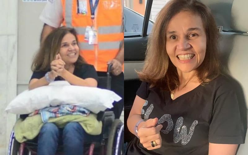 Recuperada, Claudia Rodrigues volta para a casa e é aclamada pelos fãs em aeroporto