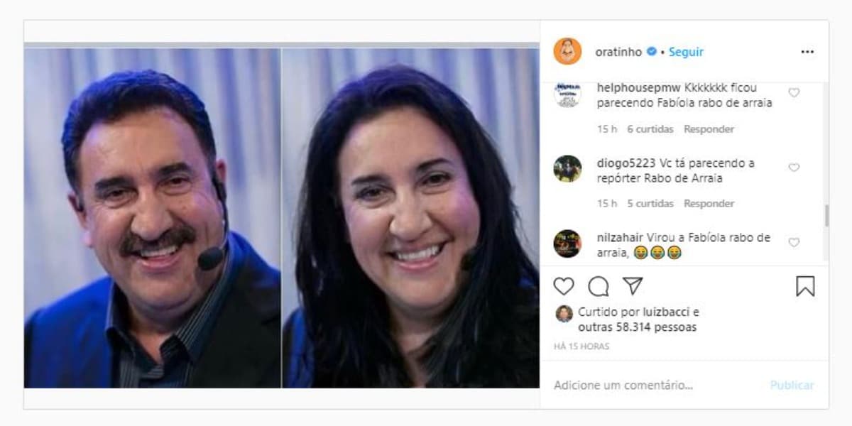 Ratinho Apresentador foi comparado à Fabíola Gadelha (Foto: Reprodução/Instagram) Ratinho Apresentador foi comparado à Fabíola Gadelha (Foto: Reprodução/Instagram)