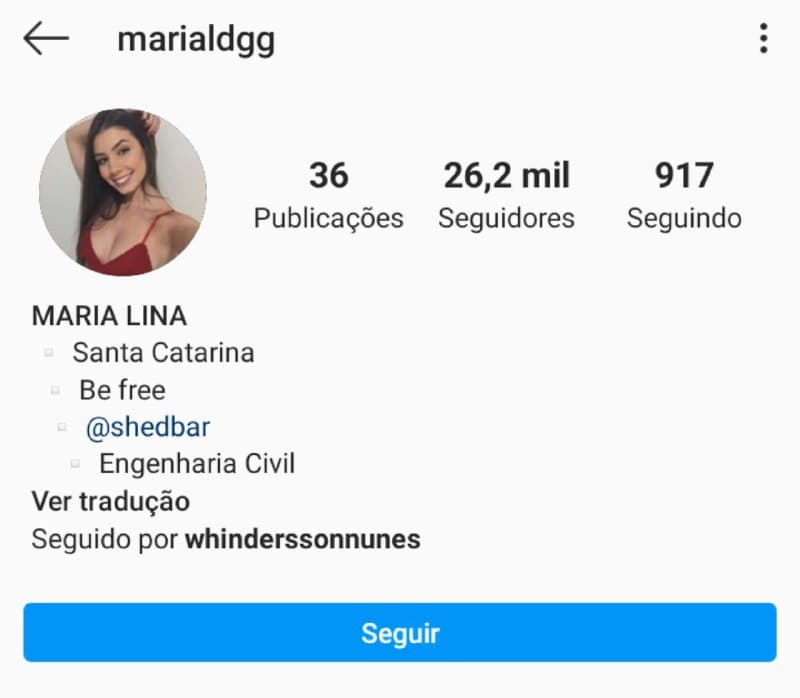 O humorista segue a jovem no Instagram O humorista segue a jovem no Instagram