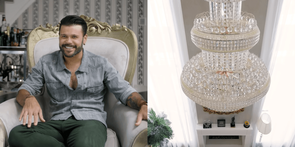 Entramos na mansão de Marcos, da dupla com Belutti, com closet de 2 andares, lustre de castelo e bar: "267 milhões"