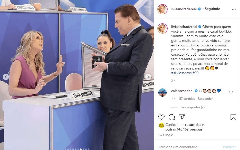 Mesmo fora do SBT, Lívia Andrade mantém carinho por Silvio Santos e parabeniza por chegada dos 90 anos (Foto: Reprodução) Mesmo fora do SBT, Lívia Andrade mantém carinho por Silvio Santos e parabeniza por chegada dos 90 anos (Foto: Reprodução)