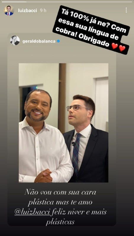 Luiz Bacci contou que recebeu um recado destruidor de Geraldo Luís e mostrou em sua rede social (Foto: Reprodução/ Instagram) Luiz Bacci contou que recebeu um recado destruidor de Geraldo Luís e mostrou em sua rede social (Foto: Reprodução/ Instagram)
