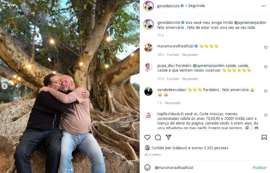 Geraldo Luís surgiu dando beijo em famoso diretor de novelas (Foto: Reprodução/ Instagram) Geraldo Luís surgiu dando beijo em famoso diretor de novelas (Foto: Reprodução/ Instagram)