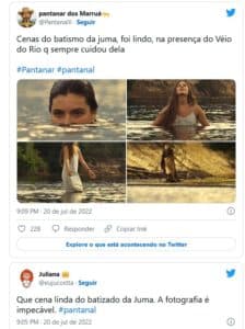 Web repercutiu cena de batismo de Juma (Foto: Reprodução / Twitter) Web repercutiu cena de batismo de Juma (Foto: Reprodução / Twitter)