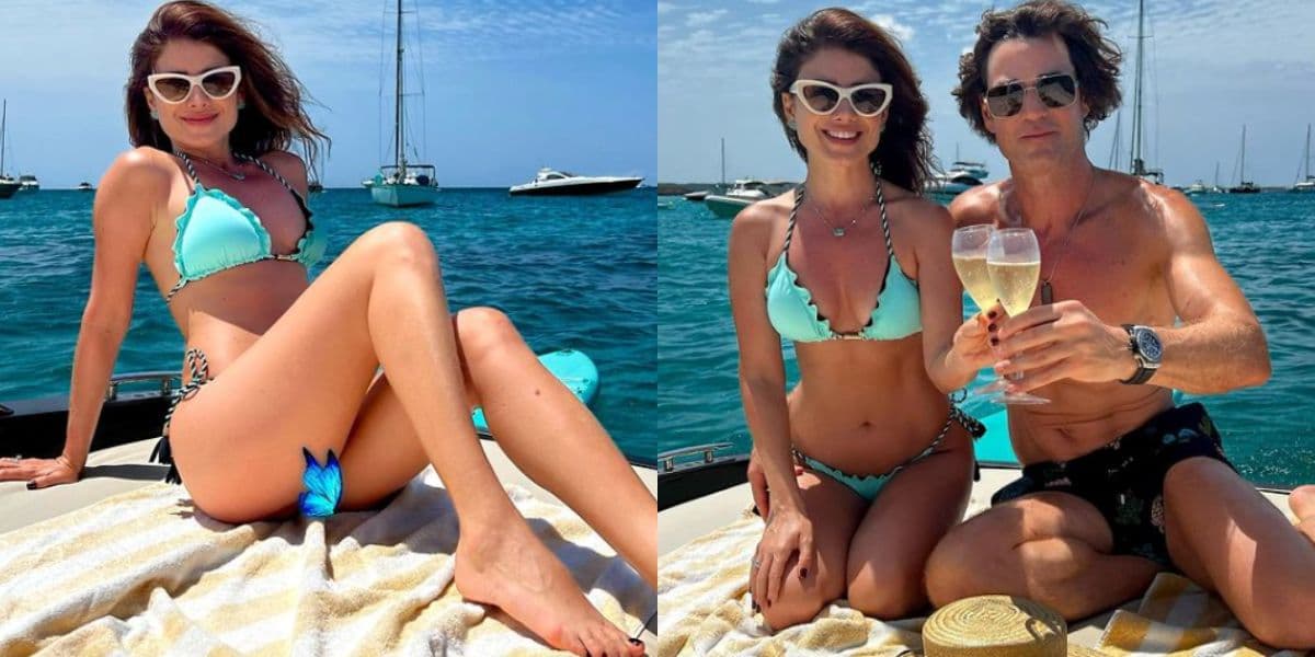 Paula Fernandes posa de biquíni durante passeio luxuoso de barco pelo mar da Espanha ao lado do namorado - Reprodução Instagram Paula Fernandes posa de biquíni durante passeio luxuoso de barco pelo mar da Espanha ao lado do namorado - Reprodução Instagram