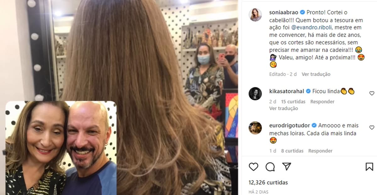 Sonia Abrão publica resultado de corte de seu cabelão comprido e fãs aprovam a mudança Sonia Abrão publica resultado de corte de seu cabelão comprido e fãs aprovam a mudança