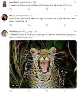 Público notou ausência dos protagonistas Jove e Juma no final da novela (Foto: Reprodução / Twitter) Público notou ausência dos protagonistas Jove e Juma no final da novela (Foto: Reprodução / Twitter)