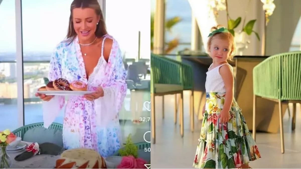 Esposa de Roberto Justus na sacada de sua mansão e registro da filha pequena andando pelo ambiente Esposa de Roberto Justus na sacada de sua mansão e registro da filha pequena andando pelo ambiente
