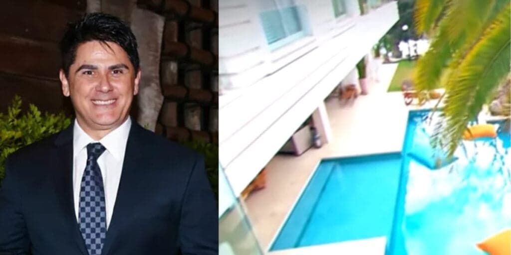 Porta gigantesca, sala de luxo e escada de um palácio: a mansão de César Filho é a mais linda que você verá