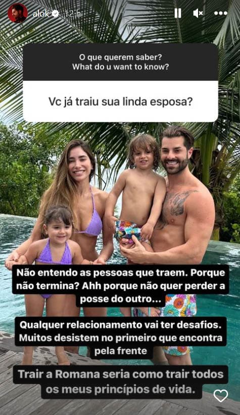 Alok é casado com Romana Novais e falou de traição - Foto: Reprodução/ Instagram Alok é casado com Romana Novais e falou de traição - Foto: Reprodução/ Instagram