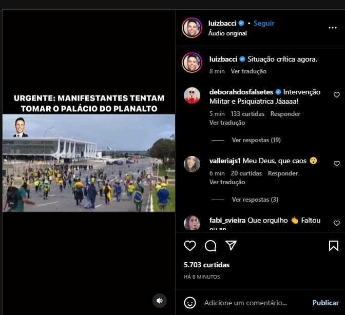 Vídeo compartilhado por Luiz Bacci - Foto: Reprodução Vídeo compartilhado por Luiz Bacci - Foto: Reprodução