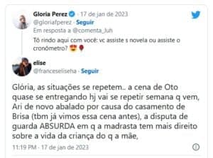 Telespectadores tentam acalmar Gloria Perez e dão fórmula para que autora salve Travessia do fiasco (Foto: Reprodução / Twitter) Telespectadores tentam acalmar Gloria Perez e dão fórmula para que autora salve Travessia do fiasco (Foto: Reprodução / Twitter)