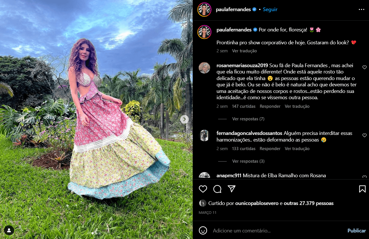 Em outra ocasião Paula Fernandes chegou a ser criticada pelo uso excessivo de edição em suas fotos (Foto Reprodução/Instagram)) Em outra ocasião Paula Fernandes chegou a ser criticada pelo uso excessivo de edição em suas fotos (Foto Reprodução/Instagram))