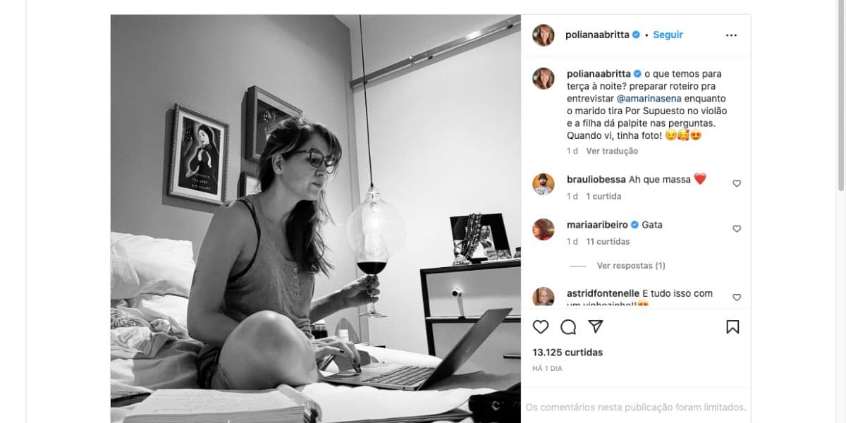 Poliana Abritta diz o que marido estava fazendo em casa (Foto: Reprodução / Instagram) Poliana Abritta diz o que marido estava fazendo em casa (Foto: Reprodução / Instagram)