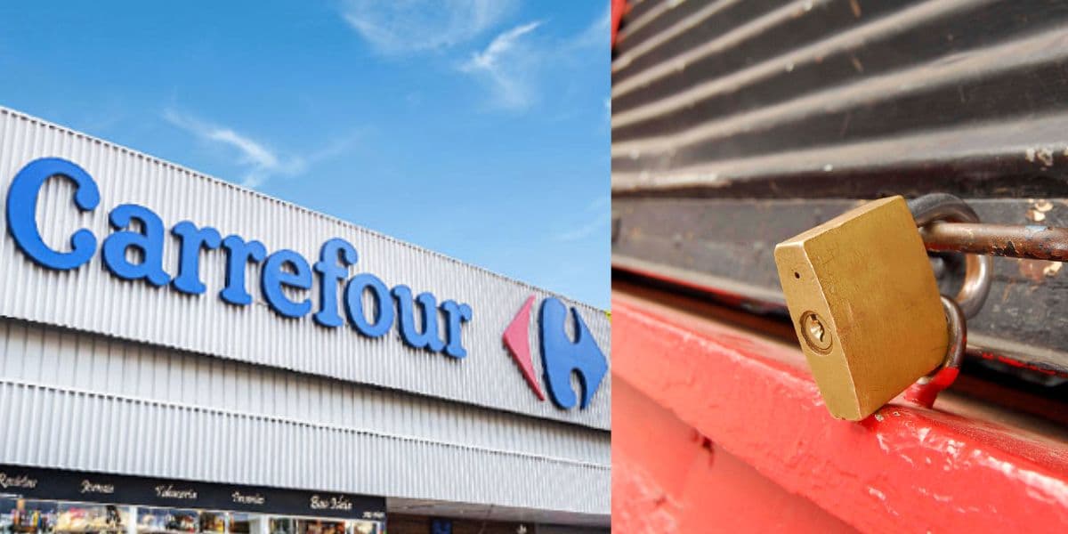 Carrefour e loja fechada (Foto: Reproduções / Internet / Canva) Carrefour e loja fechada (Foto: Reproduções / Internet / Canva)