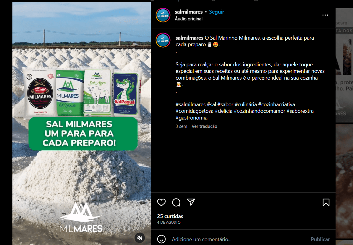 Postagem da Milmares com suas linhas de sal (Foto Reprodução/Instagram) Postagem da Milmares com suas linhas de sal (Foto Reprodução/Instagram)